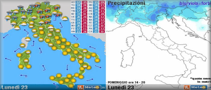 Meteo: Piogge fino a domani. Torna il supe caldo il 23-24-25 Giugno