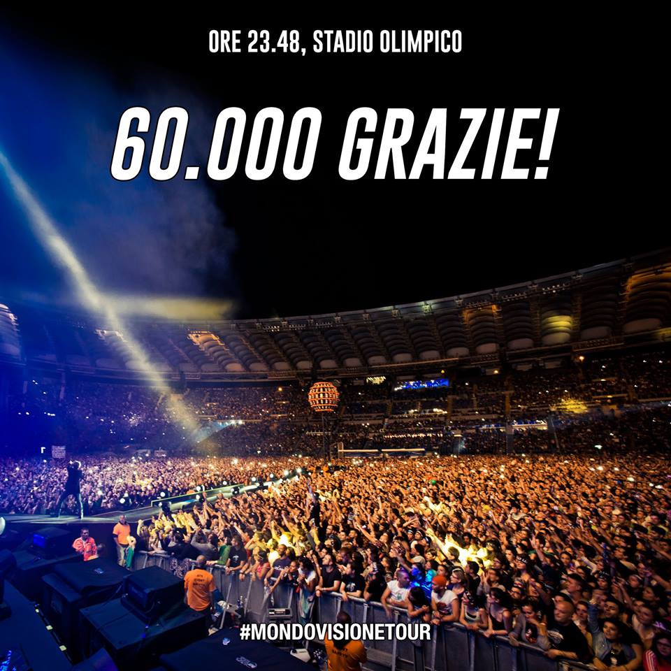 Delirio all'Olimpico per Ligabue: in 60'000 per il Mondovisione tour