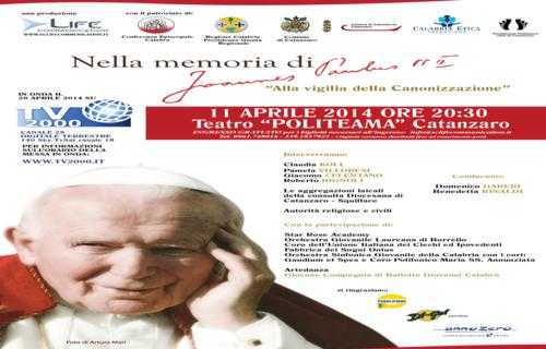 Countdown per l'evento "Nella memoria di Giovanni Paolo II" venerdì al Politeama di Catanzaro