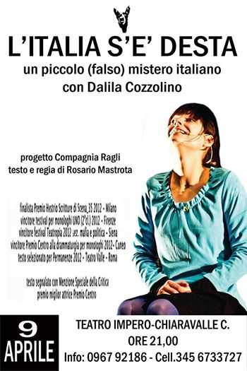 Chiaravalle (Cz):  Mercoledì 9 Aprile, spettacolo "L'Italia s'è desta"