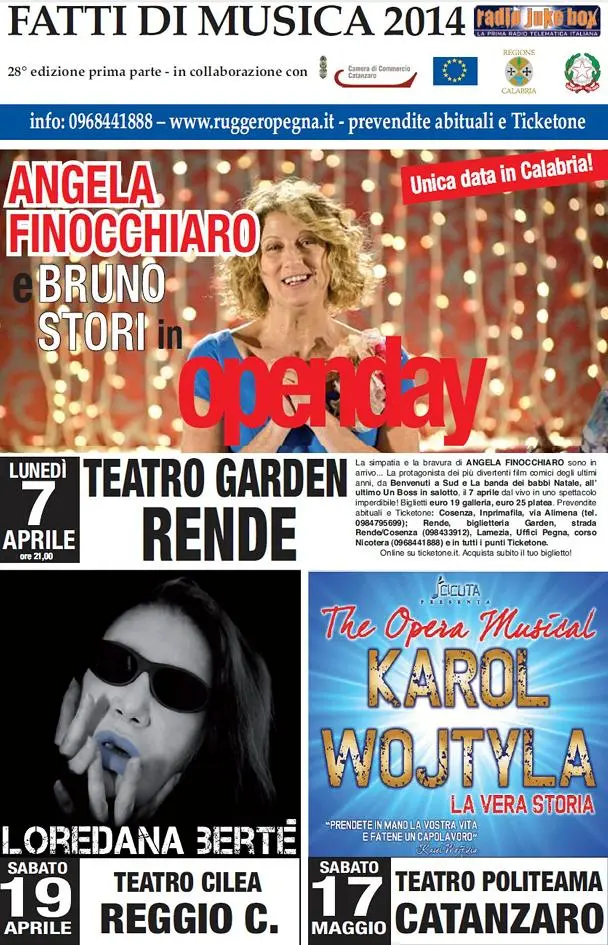 Aprile in rosa per "Fatti di Musica 2014" con Angela Finocchiaro e Loredana Bertè