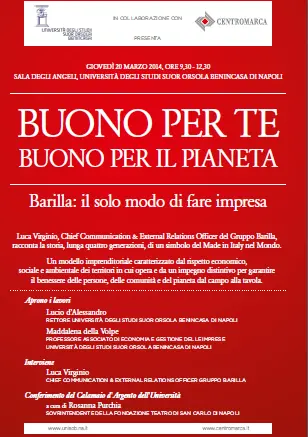 Luca Virginio al Suor Orsola Benincasa, "Barilla: il solo modo di fare impresa"