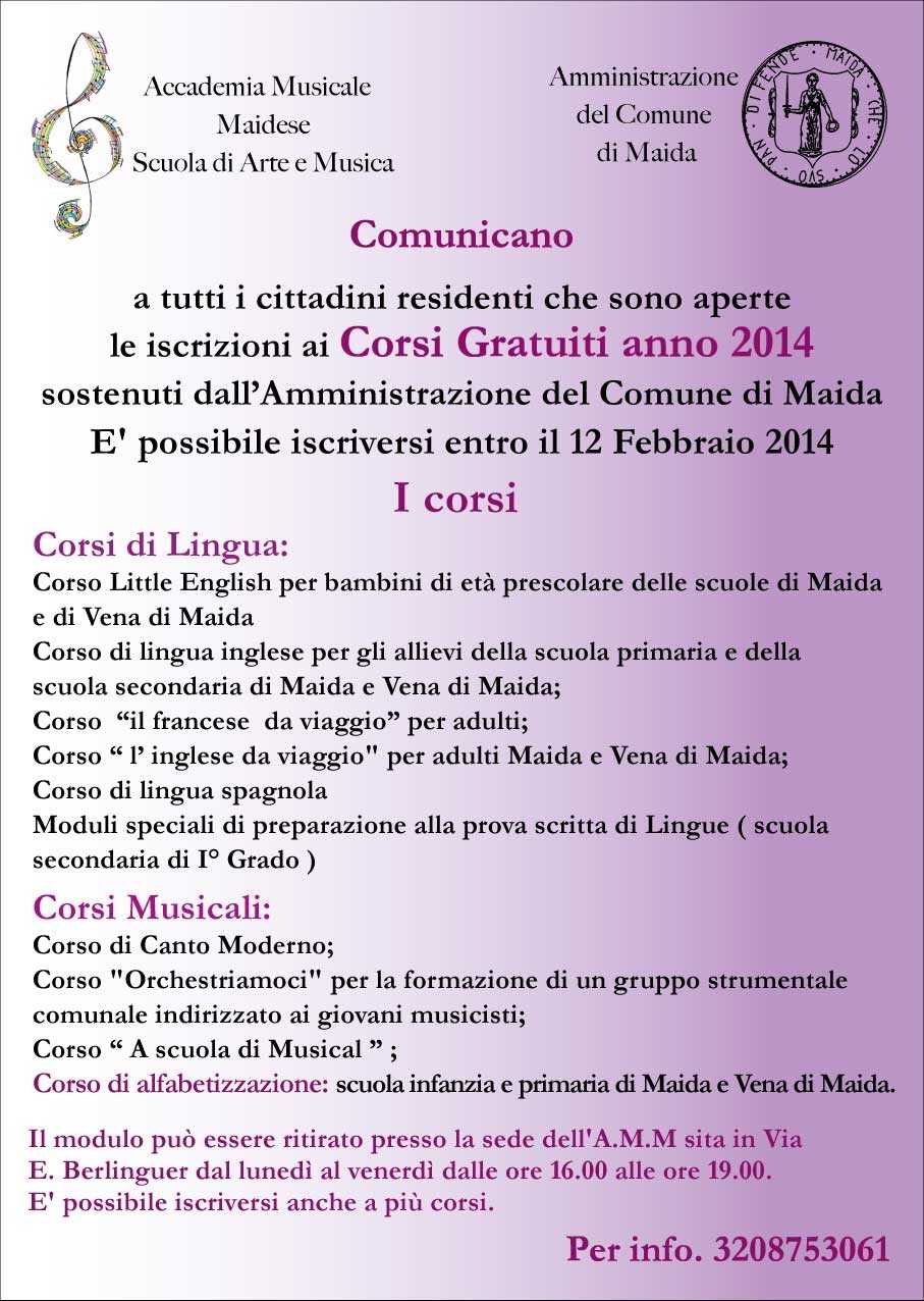 Al via i progetti gratuiti 2014 promossi dall'Accademia Musicale Maidese