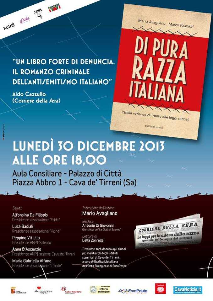 Cava de' Tirreni, Mario Avagliano presenta il suo ultimo libro: "Di pura razza italiana"