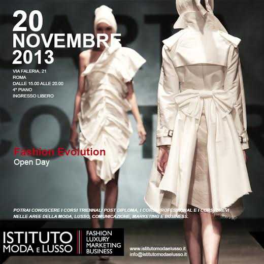 Istituto Moda e Lusso, Open Day 20 Novembre: "Fashion Evolution, Moda Evoluzione ed Innovazione"