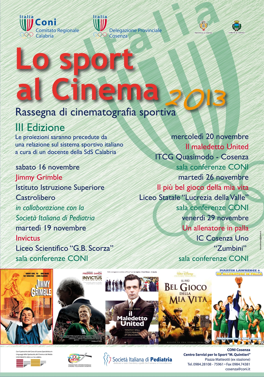 CONI, ha preso il via la terza edizione di "Lo sport al cinema", rassegna di cinematografia sportiva