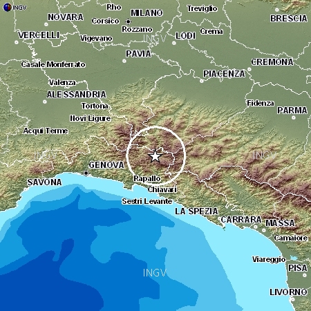Terremoto a Genova: scossa di magnitudo 3.1