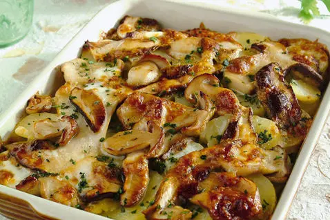 Porcini e patate al gratin