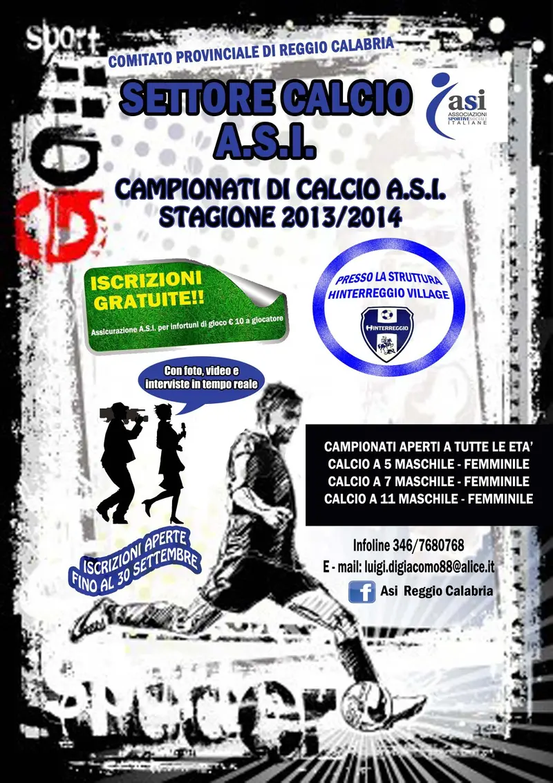 Al via i nuovi campionati di calcio A.S.I "iscrizioni gratuite"