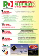 Girifalco: nelle giornate 13-16-23 e 30 settembre si svolgerà la Festa Democratica 2013