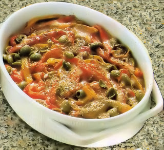 Peperoni al gratin con capperi e olive