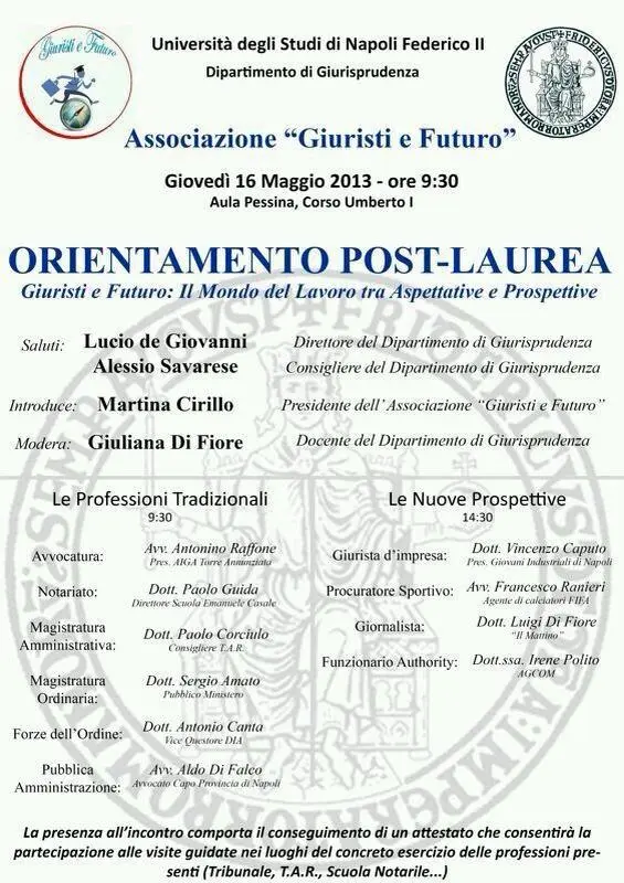 Giuristi e Futuro all'Università di Napoli Federico II con il convegno su orientamento e lavoro