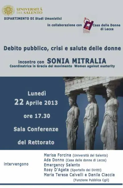 Debito pubblico, crisi e salute delle donne. Seminario con SONIA MITRALIA