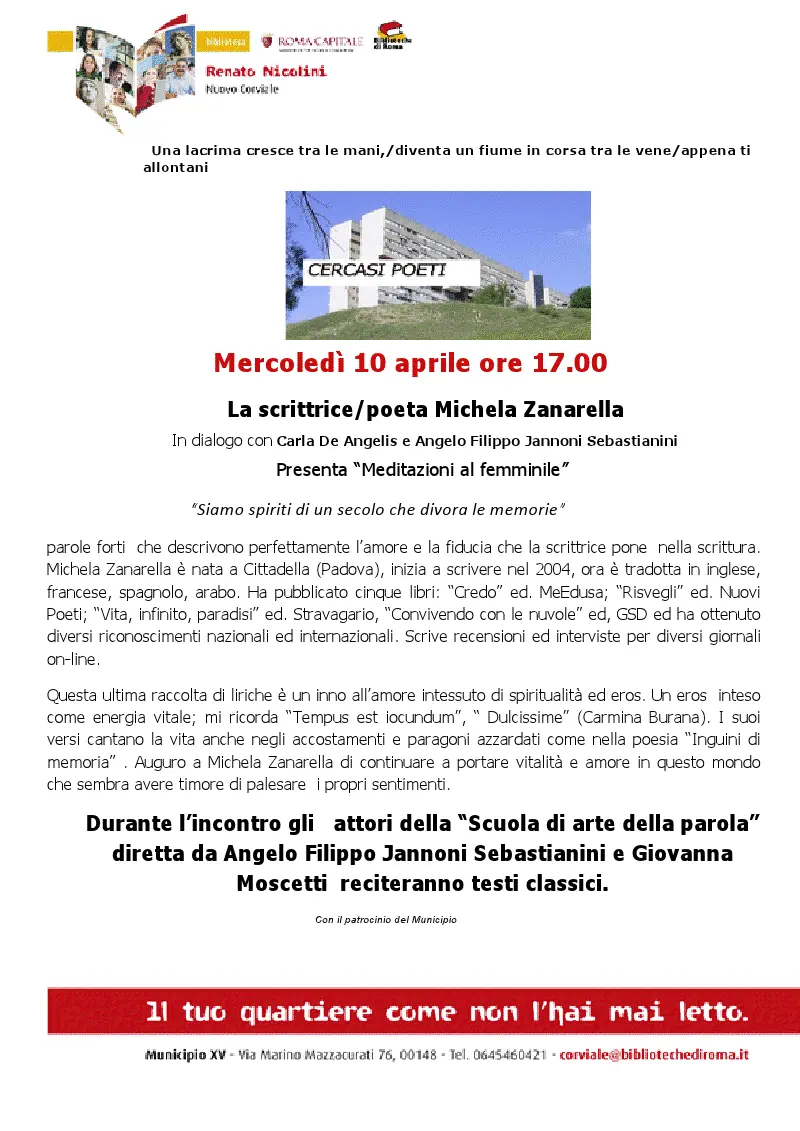 A Corviale la presentazione di Meditazioni al femminile