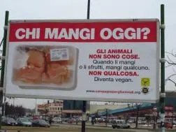 Pubblicità vegana shock: bimbo in scatola