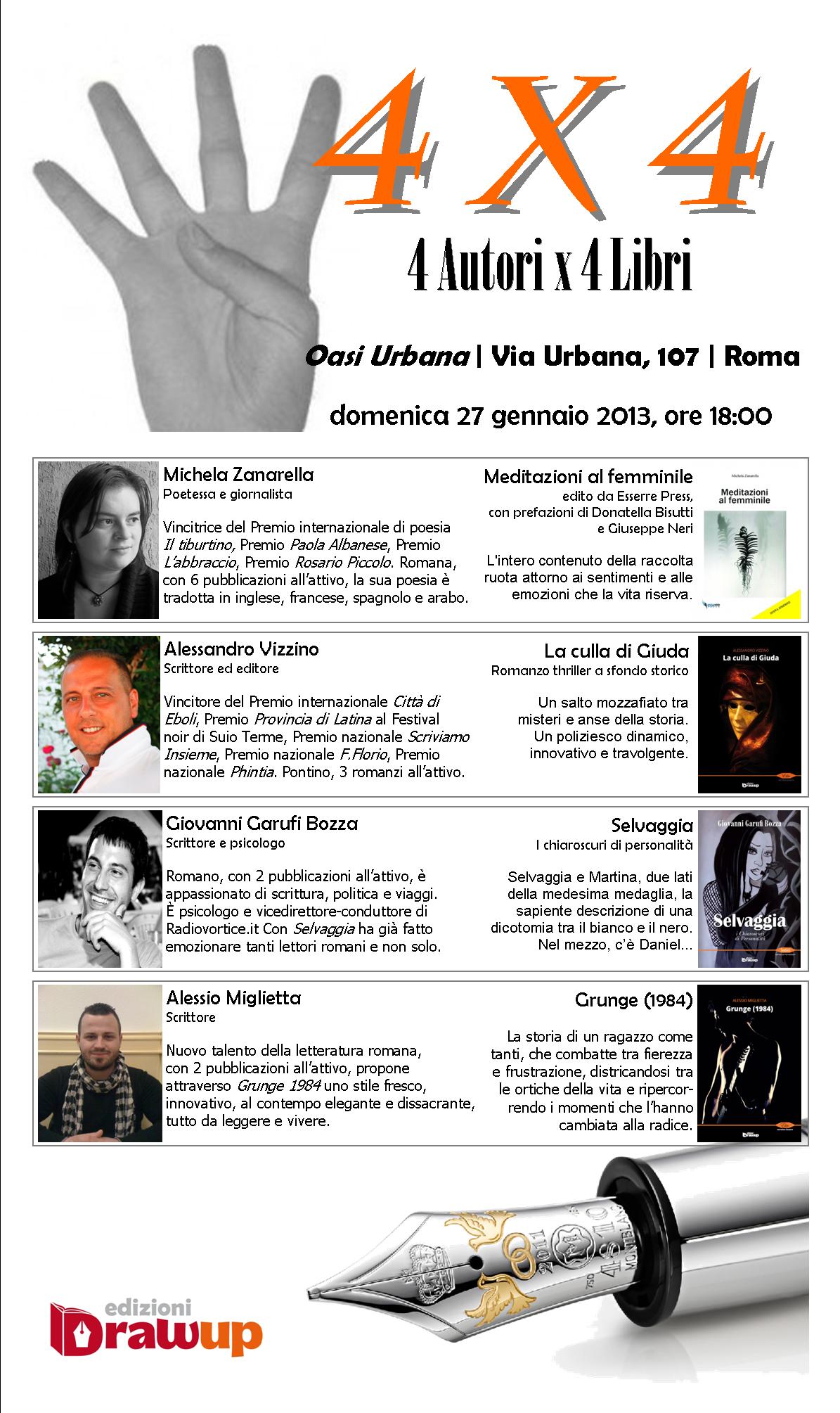 4X4: Quattro autori per quattro libri ad Oasi Urbana