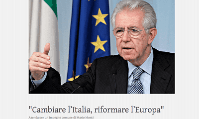 "Cambiare l'Italia": Lettera di Monti agl'taliani