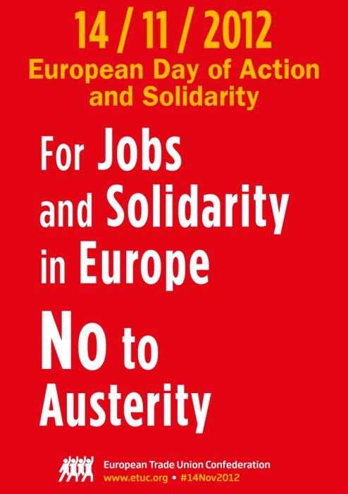 L'Europa in piazza sotto un unico slogan: "Per il Lavoro e la Solidarietà, no all'austerità"