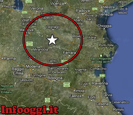 Scossa di terremoto di magnitudo 3.0 tra Emilia, Lombardia e Veneto