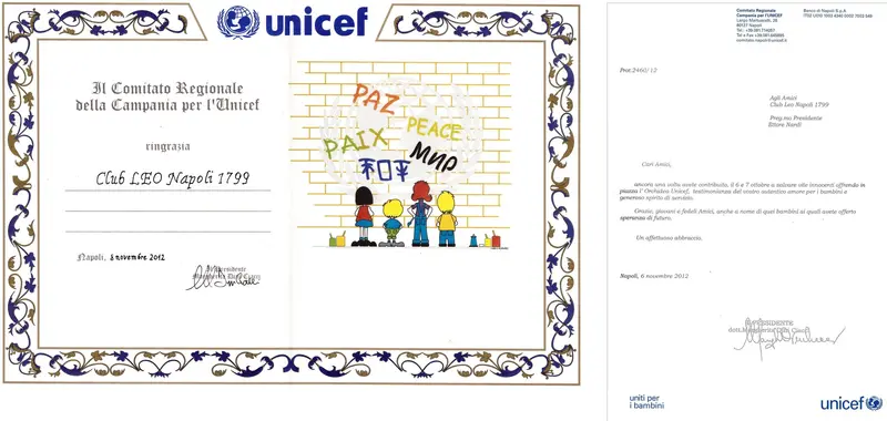 L'Unicef premia il Leo Club Napoli 1799