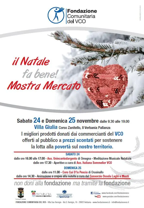 Verbania: Mostra Mercato "Il Natale fa bene", musica e sconti per meditare e combattere la crisi