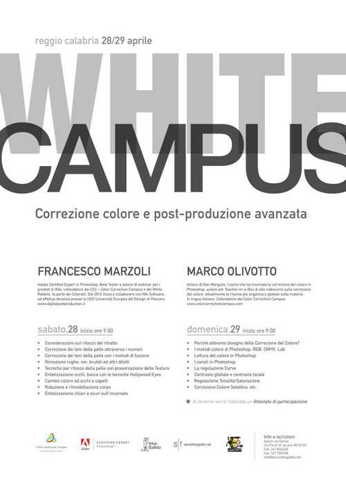 White Campus. Workshop professionale sulla post-produzione avanzata, correzione e gestione colore