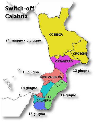 Digitale terrestre Calabria: il calendario del passaggio allo switch-off