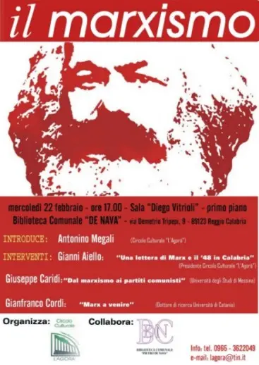 "Il marxismo" è il tema della nuova giornata di studi organizzata dal Circolo Culturale "L'Agorà"