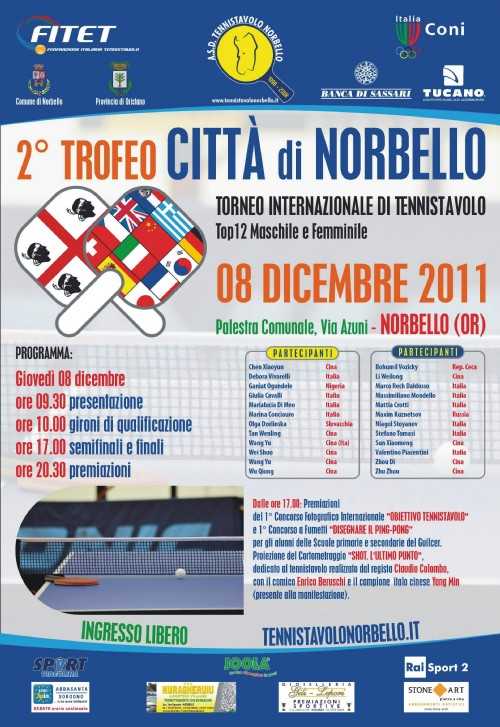 Norbello: tutto pronto per il 2° Trofeo Internazionale di Tennistavolo dell'otto dicembre