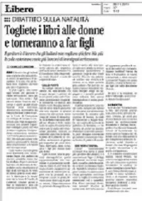 "Togliete i libri alle donne e torneranno a far figli", così un articolo di Libero