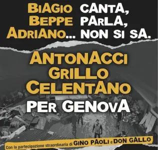 Grillo, Celentano e Antonacci insieme per Genova