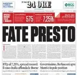 Dal Sole24Ore l'appello: "Fate presto"