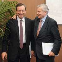 Bce, passaggio di testimone tra Trichet e Draghi