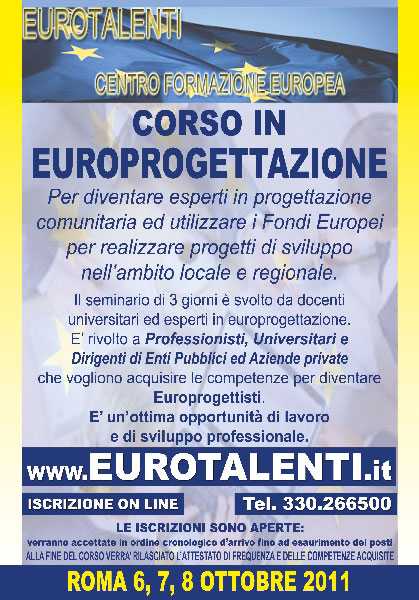 Europrogettazione Seminario a Roma il 6 Ottobre 2011