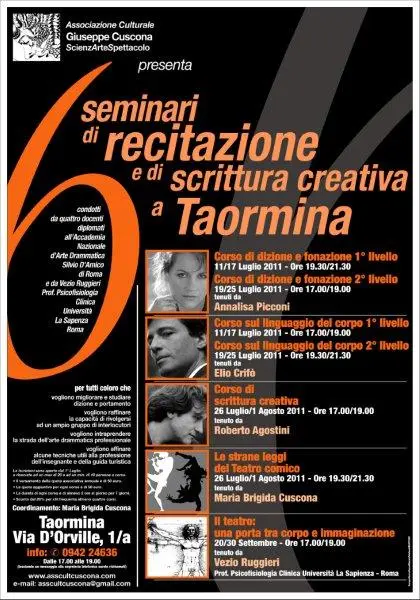 Luglio d'arte in casa Cuscona. al via i seminari di recitazione e scrittura creativa