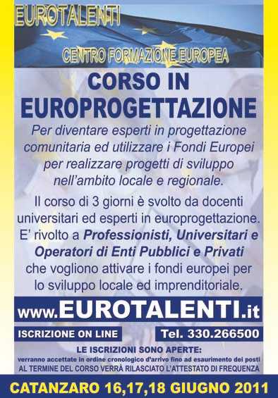 Corso in Europrogettazione a Catanzaro: “Prospettive occupazionali”