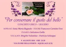 Squillace, concerto lirico-leggero "Per conservare il gusto del bello"