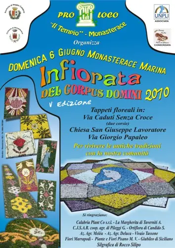 Monasterace, tutto pronto per l'Infiorata del Corpus Domini