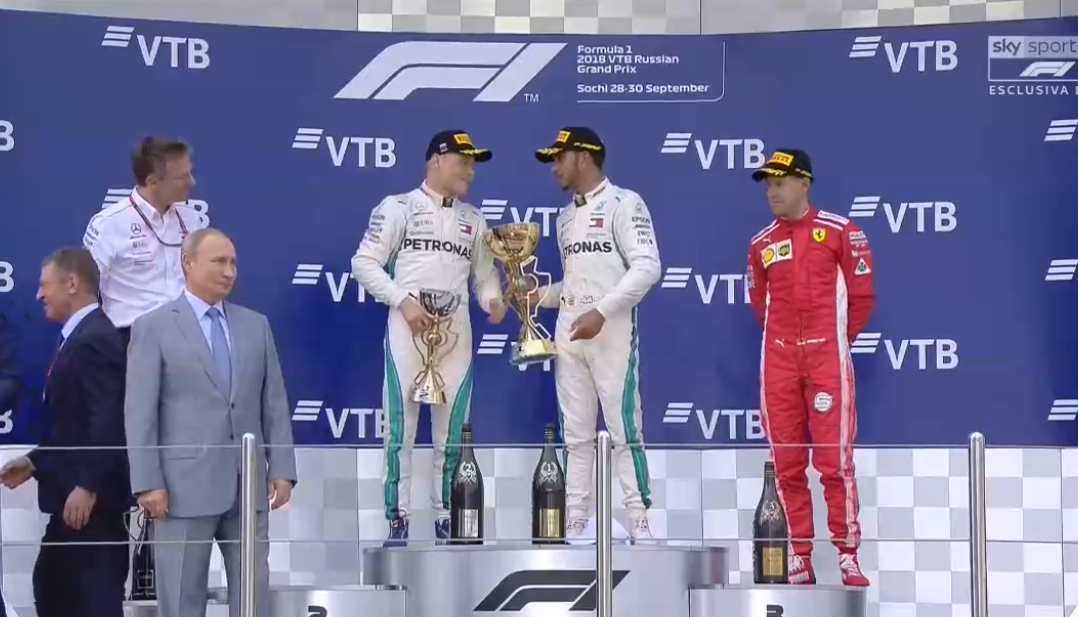 F1: doppietta Hamilton-Bottas in Russia, Vettel 3/o