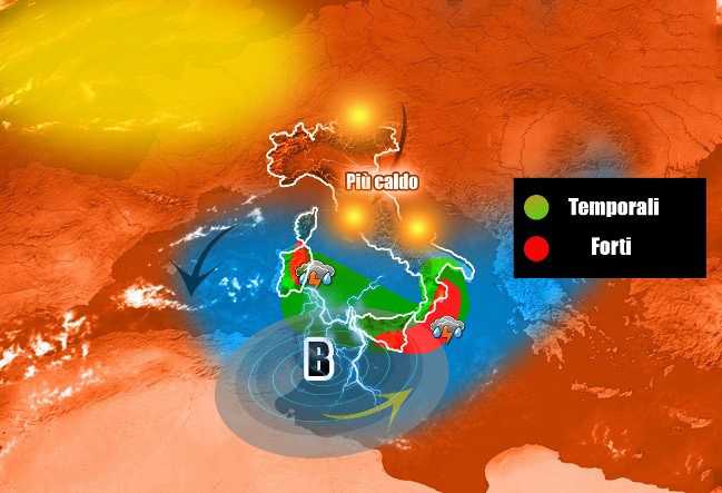 Meteo: Super-Caldo a 28°C e violenti temporali, previsioni su Nord, Centro Sud e Isole