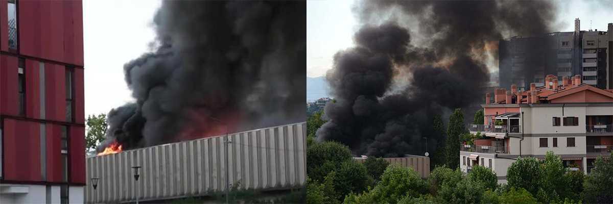 Incendio Milano, i VVF ancora al lavoro per domare rogo capannone stoccaggio rifiuti