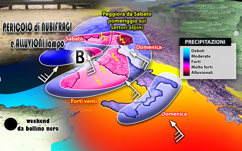 Meteo Weekend: nuovo vortice pioggia e forti temporali, previsioni su Nord, Centro, Sud e Isole