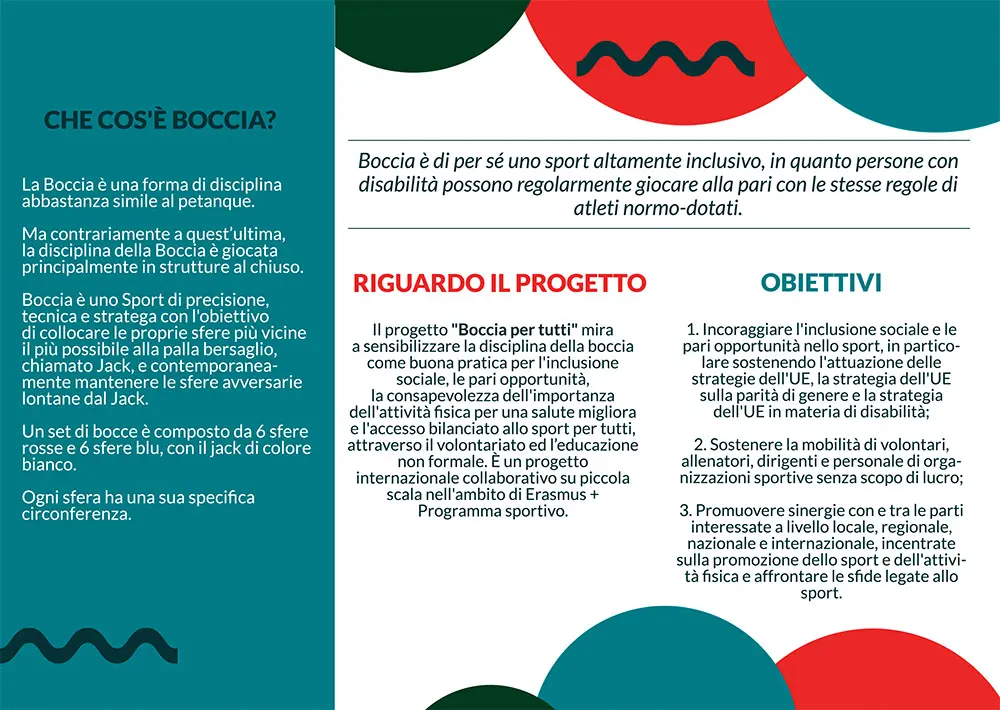 Progetto "Boccia 4 All", finanziato dalla Commissione Europea “Erasmus + Sport”