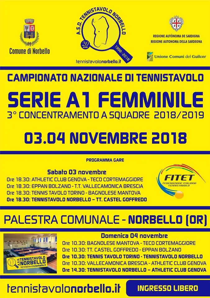 Tennistavolo Norbello: tutta la A1 femminile si trasferisce in via Azuni per due giorni