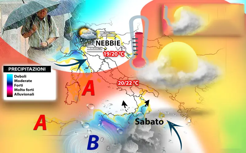 Meteo: Weekend piogge e pericolo nebbia ecco il dettaglio