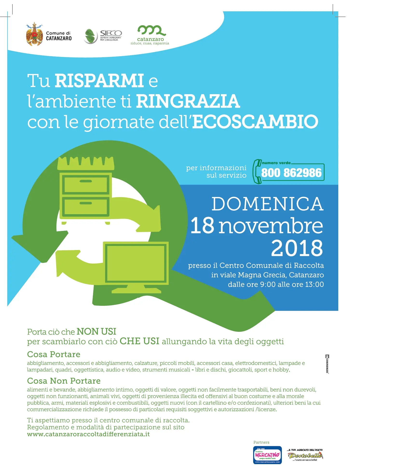 Catanzaro. “Tu risparmi e l’ambiente ti ringrazia con l’ecoscambio”