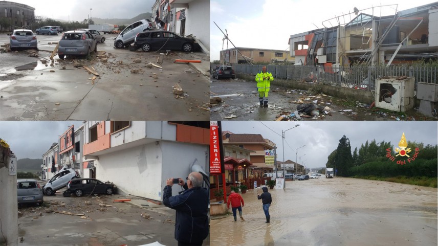 Tromba d'aria sulla SS106 Catanzarese e nella zona commerciale a Crotone. Intervento dei VVF (Video)