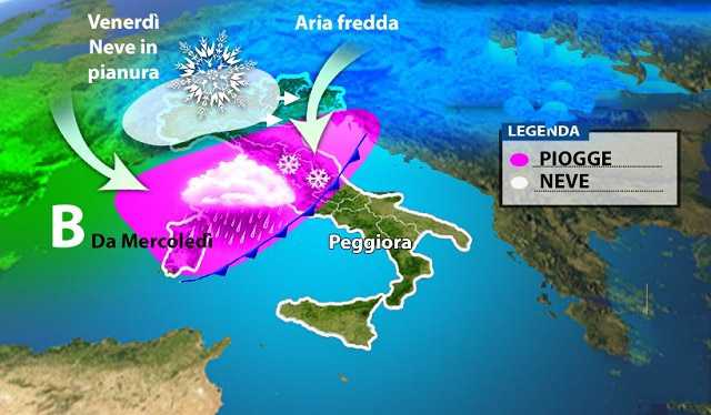 Meteo: In arrivo massa d’aria artica, previsioni su Nord, Centro, Sud e Isole