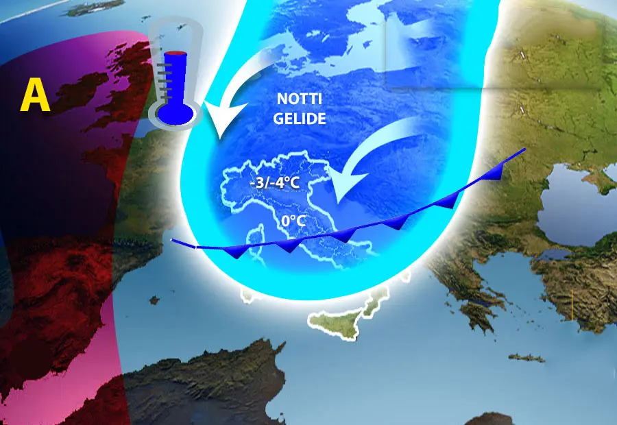 Meteo: Venti freddi e temperature sotto lo zero, ecco dove, previsioni su Nord, Centro, Sud e Isole