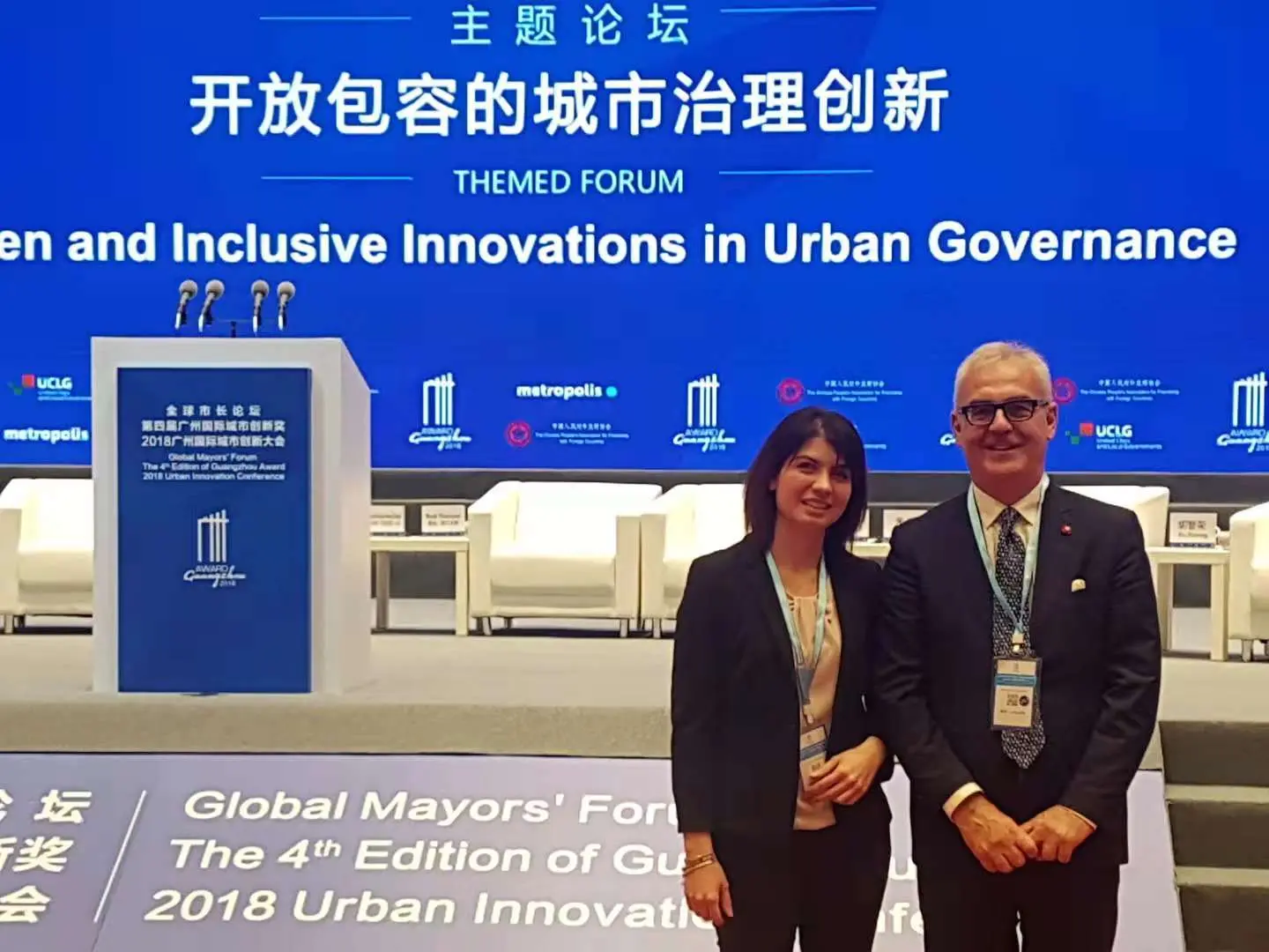 Il sindaco Carancini e l’assessore Casoni in Cina, a Guangzhou, al Global Mayors’ Forum